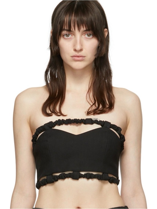 Ganni Tops - NWT!! Ganni Black Ruffled Strapless Crop Top